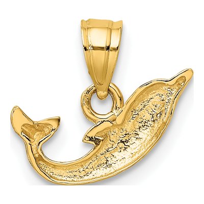 14K Yellow Gold Mini Dolphin Pendant – view 5