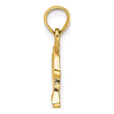 14K Yellow Gold Textured Mini Dolphin Charm – view 3