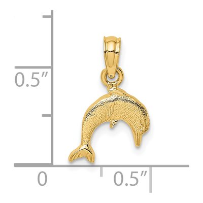 14K Yellow Gold Textured Mini Dolphin Charm – view 4