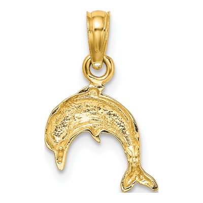 14K Yellow Gold Textured Mini Dolphin Charm – view 5