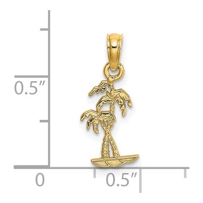 14K Yellow Gold Mini Double Palm Trees Charm – view 4