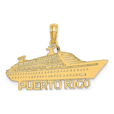 14K Yellow Gold Puerto Rico Cruise Ship Charm
