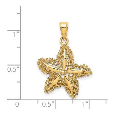 14K Yellow Gold Starfish Filigree Pendant – view 4