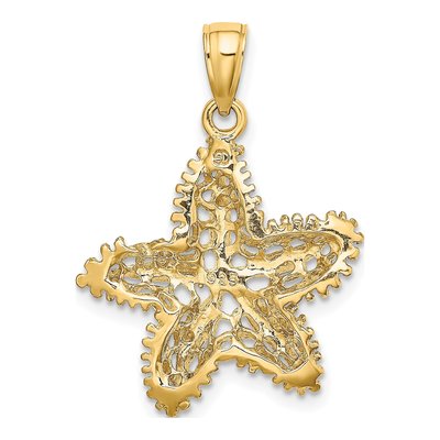 14K Yellow Gold Starfish Filigree Pendant – view 5