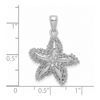 14K White Gold Filigree Starfish Pendant – view 4