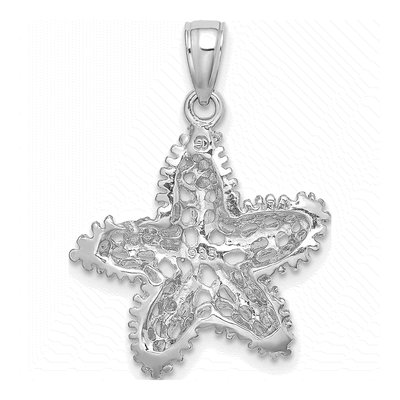 14K White Gold Filigree Starfish Pendant – view 5