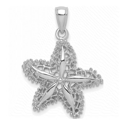 14K White Gold Filigree Starfish Pendant