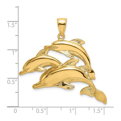 14K Yellow Gold 2-D Three Dolphins Charm – view 4