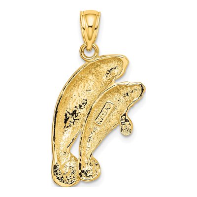 14K Yellow Gold Two Manatees Pendant – view 5