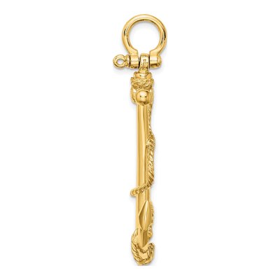 14K Yellow Gold 3-D Anchor Pendant – view 3