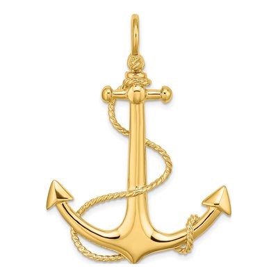 14K Yellow Gold 3-D Anchor Pendant