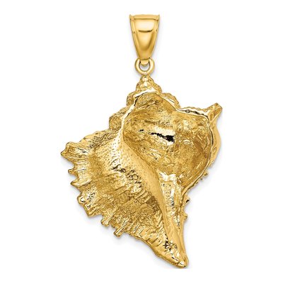 14K Yellow Gold Textured Conch Shell Charm – view 4