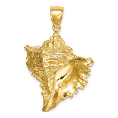 14K Yellow Gold Textured Conch Shell Charm