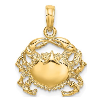 14K Yellow Gold Crab Charm