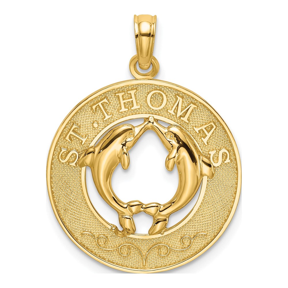 14K Yellow Gold St Thomas Dolphin Pendant