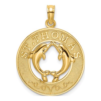 14K Yellow Gold St Thomas Dolphin Pendant