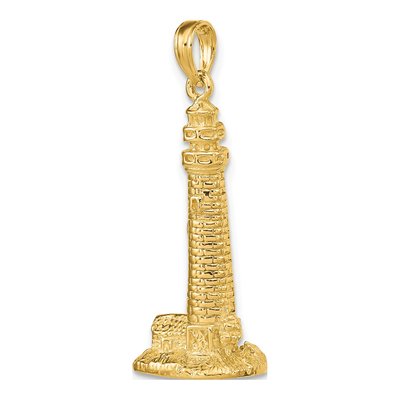14K Yellow Gold 3-D Cape May Lighthouse Pendant – view 6
