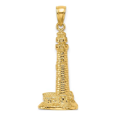 14K Yellow Gold 3-D Cape May Lighthouse Pendant