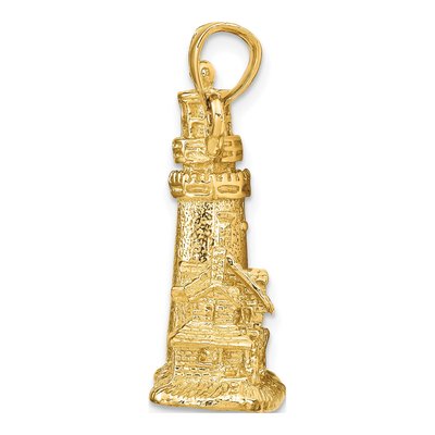 14K Yellow Gold 3-D Cape Cod Lighthouse Pendant – view 3