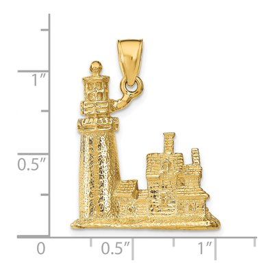 14K Yellow Gold 3-D Cape Cod Lighthouse Pendant – view 4