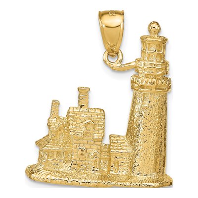 14K Yellow Gold 3-D Cape Cod Lighthouse Pendant – view 5