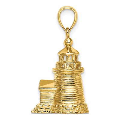 14K Yellow Gold 3-D Brant Point Lighthouse Charm – view 3