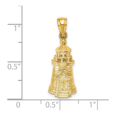 14K Yellow Gold 3-D Brant Point Lighthouse Charm – view 4