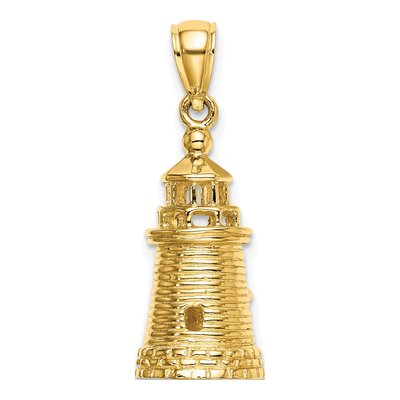14K Yellow Gold 3-D Brant Point Lighthouse Charm – view 5