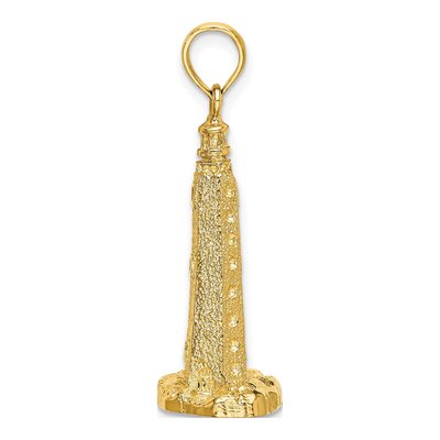 14K Yellow Gold 3-D Cape Henlopen Lighthouse Charm – view 3