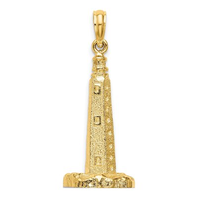 14K Yellow Gold 3-D Cape Henlopen Lighthouse Charm