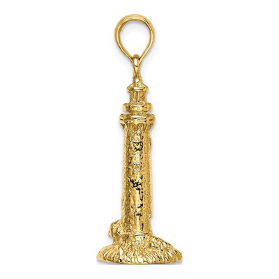 14K Yellow Gold 3D Fenwick Island Lighthouse Charm – view 3