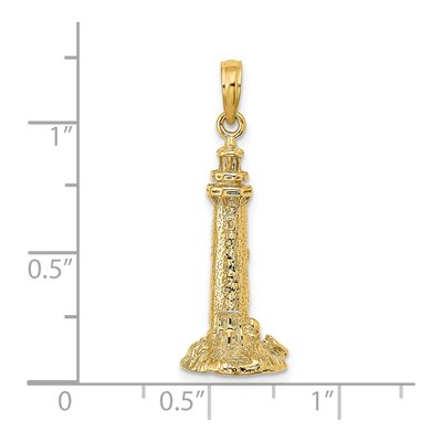 14K Yellow Gold 3D Fenwick Island Lighthouse Charm – view 4