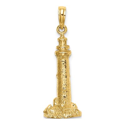 14K Yellow Gold 3D Fenwick Island Lighthouse Charm – view 5