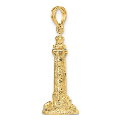 14K Yellow Gold 3D Fenwick Island Lighthouse Charm – view 6