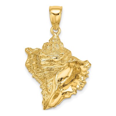 14K Yellow Gold Textured Conch Shell Charm