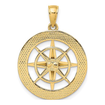 14K Yellow Gold Nautical Compass Charm – view 5