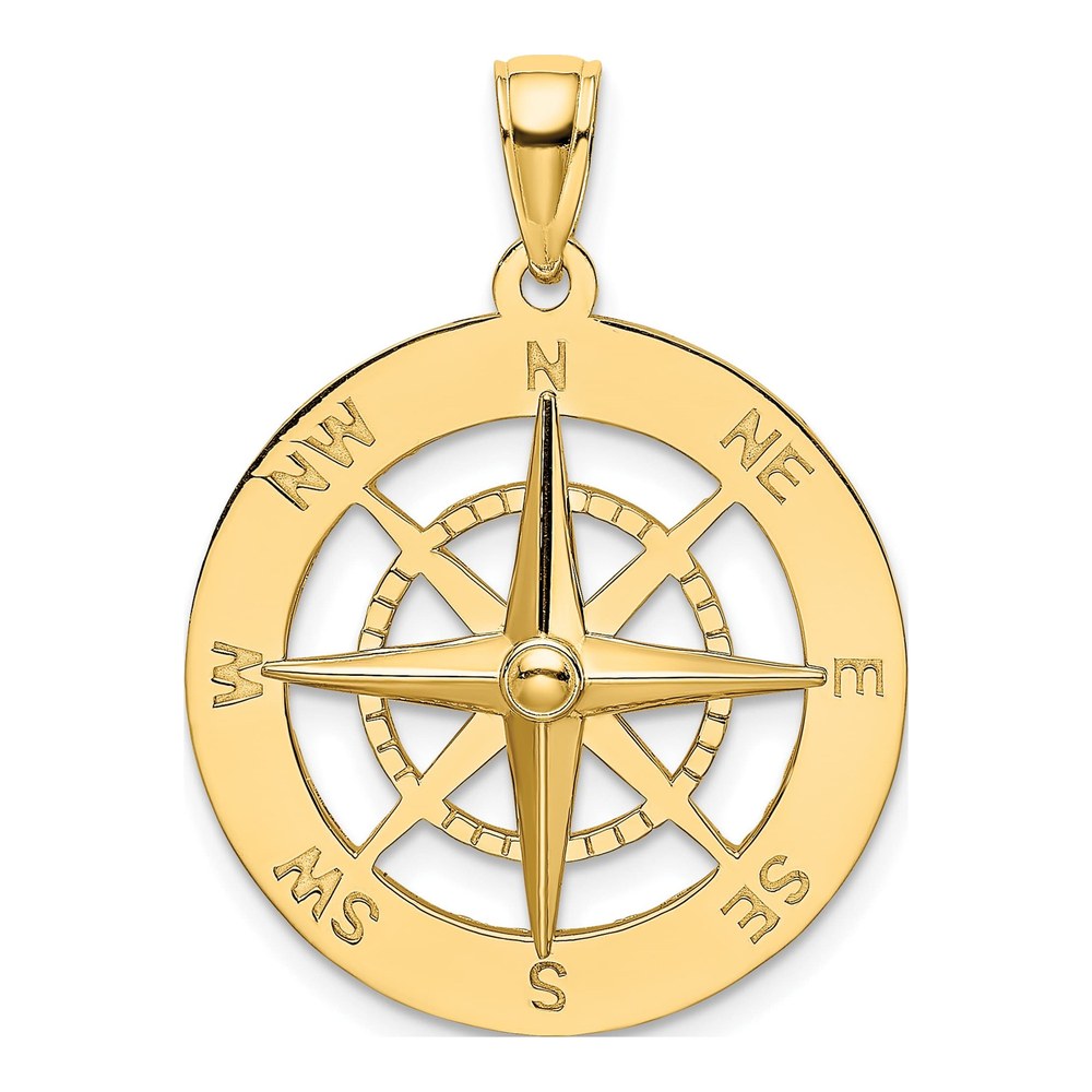 14K Yellow Gold Nautical Compass Charm