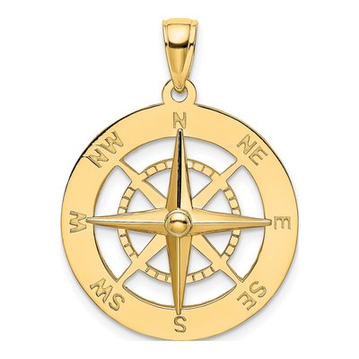 14K Yellow Gold Nautical Compass Charm