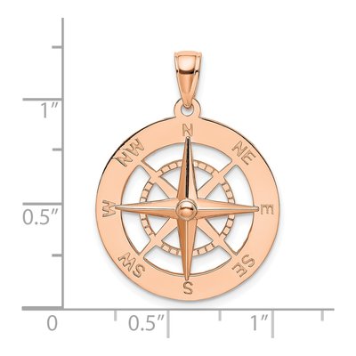 14K Rose Gold Nautical Compass Pendant – view 5