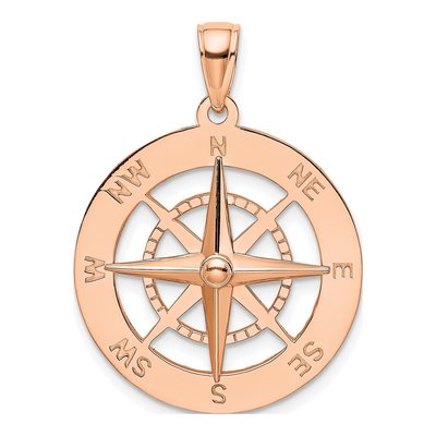 14K Rose Gold Nautical Compass Pendant