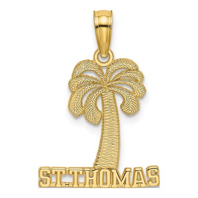 14K Yellow Gold St Thomas Palm Tree Charm