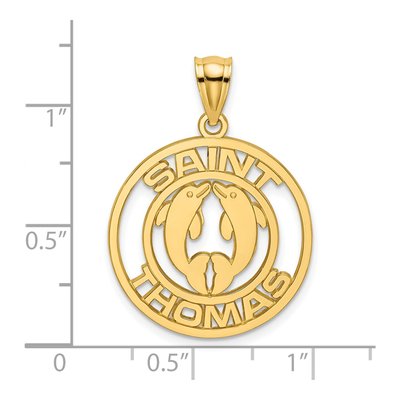 14K Yellow Gold Saint Thomas Dolphins Charm – view 4