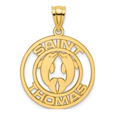 14K Yellow Gold Saint Thomas Dolphins Charm
