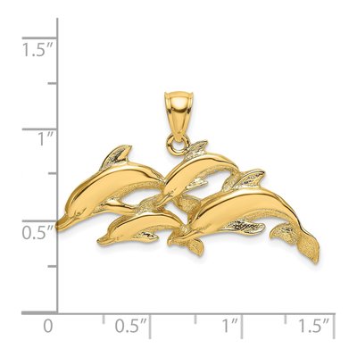 14K Yellow Gold Four Dolphins Pendant – view 4