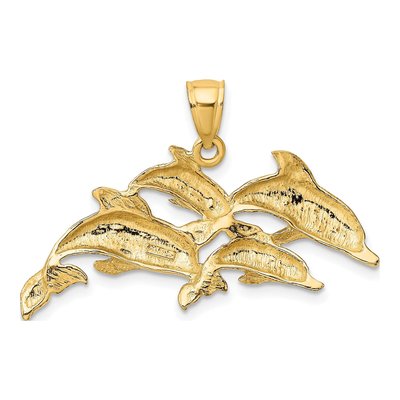 14K Yellow Gold Four Dolphins Pendant – view 5