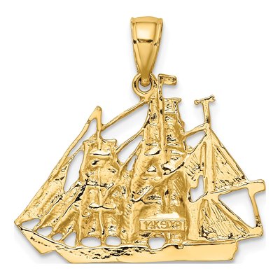 14K Yellow Gold Sailing Ship Pendant – view 5