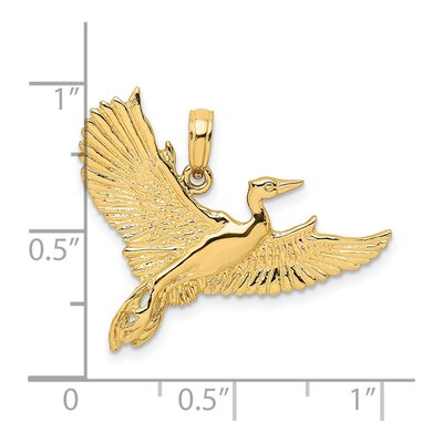 14K Yellow Gold Flying Heron Bird Charm – view 4
