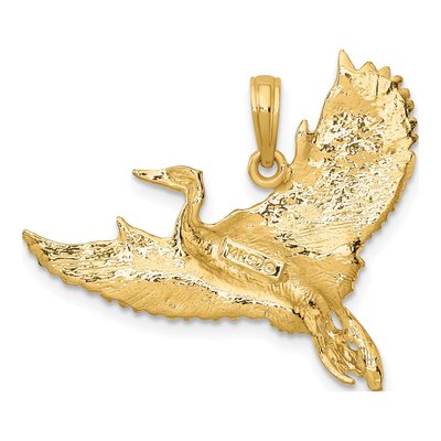 14K Yellow Gold Flying Heron Bird Charm – view 5