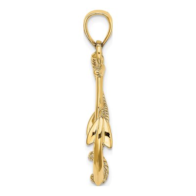 14K Yellow Gold 3D Anchor Charm – view 3