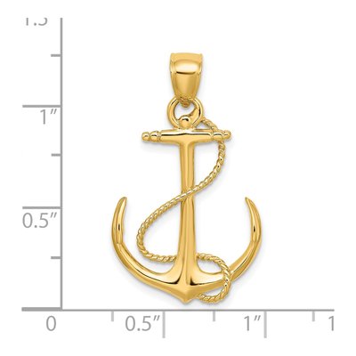 14K Yellow Gold 3D Anchor Charm – view 4
